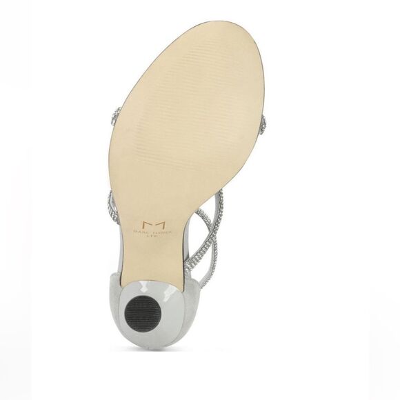 NWT MARC FISHER CARITA STRAPPY SANDAL SILVER RHINESTONE SPARKLY HEEL SIZE 9 - Picture 5 of 7